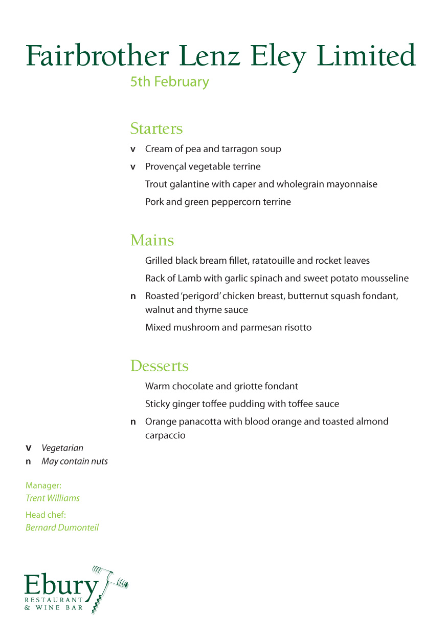Sample group menu