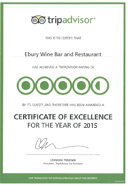 Certificate of Excellence from TripAdvisor  The Ebury Restaurant & Wine Bar has been awarded 
